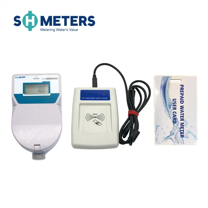 Brass Water Meter Body Dry Dial, Ball Valve IC Card Smart Digital 20 mm Prepaid Water Meters Card Reader